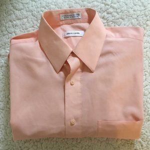 PIERRE CARDIN Men's Dress Shirt Long Sleeve Button Down Coral 15 -15.5